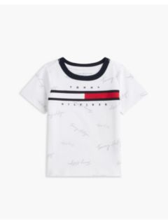 Babies' Signature Flag Stripe Logo T-Shirt — Optic White 1