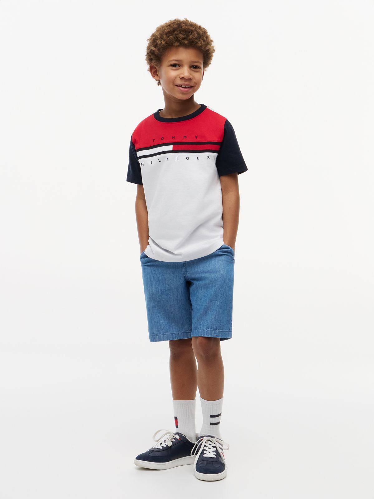 Kids' Colorblock Flag Stripe T-Shirt — Optic White