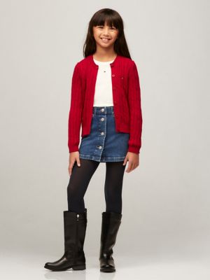 Kids' Cable Knit Cardigan, Royal Berry