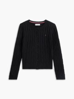 Kids' Cable Knit Cardigan — Black 5