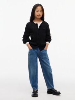 Kids' Cable Knit Cardigan — Black 2