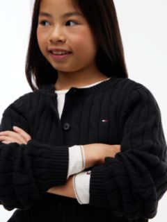 Kids' Cable Knit Cardigan — Black 3