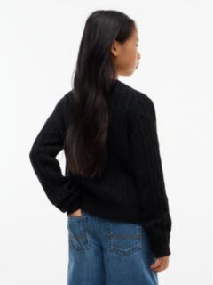 Kids' Cable Knit Cardigan — Black 4