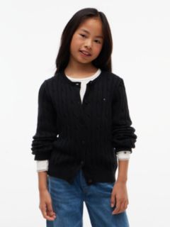 Kids' Cable Knit Cardigan — Black 1