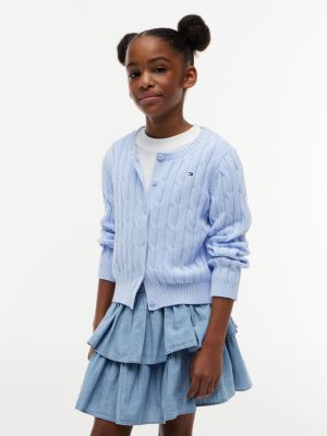 Kids' Cable Knit Cardigan, Sweet Blue