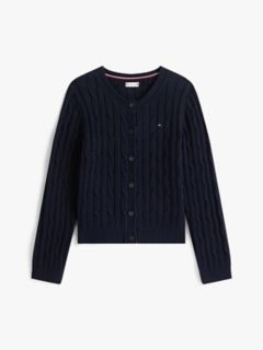 Kids' Cable Knit Cardigan — Navy Blue 5