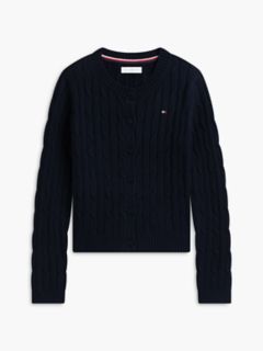 Kids' Cable Knit Cardigan — Navy Blue 6