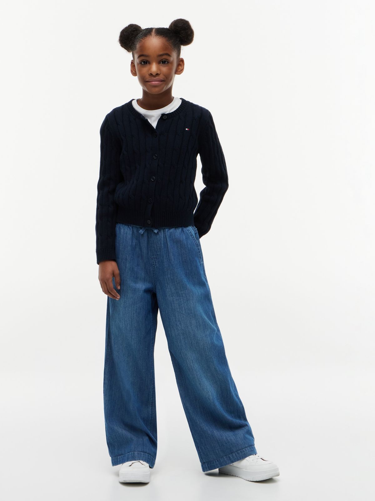 Kids' Cable Knit Cardigan — Navy Blue