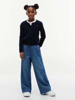 Kids' Cable Knit Cardigan — Navy Blue 2