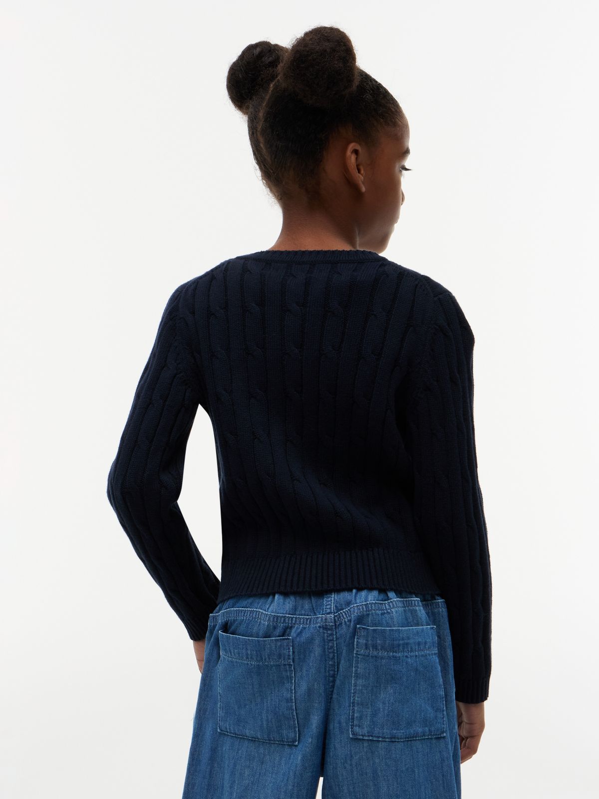 Kids' Cable Knit Cardigan — Navy Blue