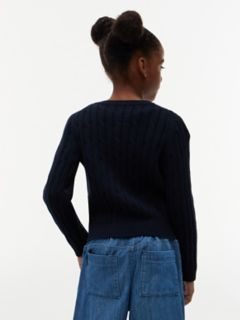 Kids' Cable Knit Cardigan — Navy Blue 4