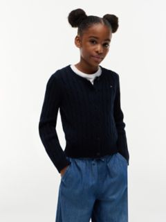 Kids' Cable Knit Cardigan — Navy Blue 1