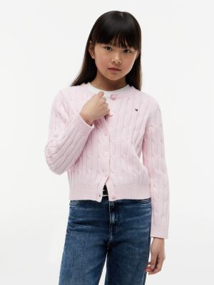 Kids' Cable Knit Cardigan, Ballerina