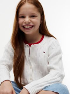Kids' Cable Knit Cardigan — Ecru 3
