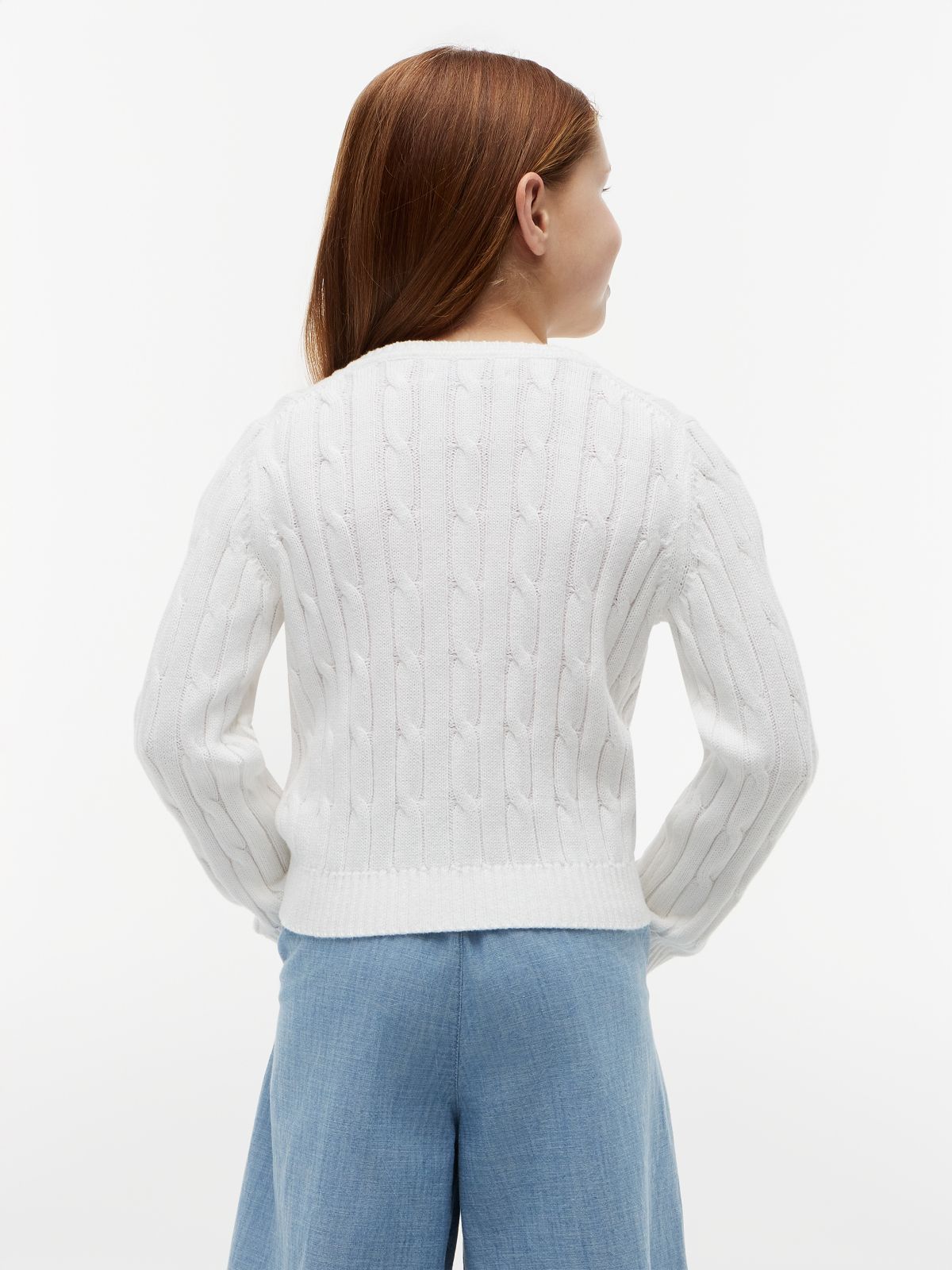 Kids' Cable Knit Cardigan — Ecru