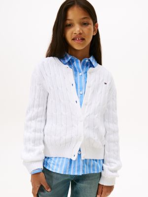 Kids' Cable Knit Cardigan, Ecru