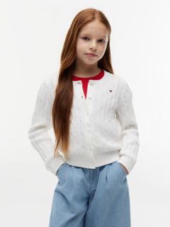 Kids' Cable Knit Cardigan — Ecru 1