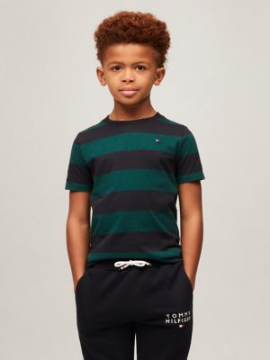 Kids' Short-Sleeve Rugby Stripe T-Shirt, Cypress Green