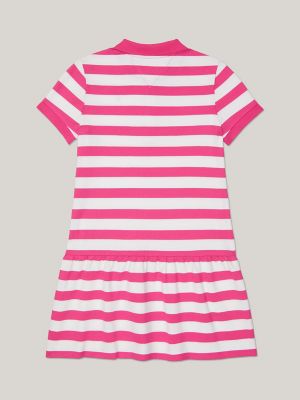 Kids' Stripe Polo Dress, Pink Passion Multi