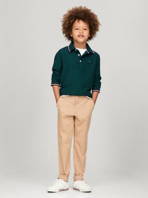 Kids' Long-Sleeve Tommy Wicking Polo, Cypress Green