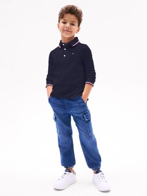 Kids' Long-Sleeve Tommy Wicking Polo, Navy