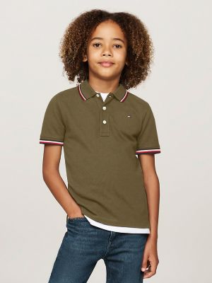 Kids' Tommy Wicking Polo, Army Green