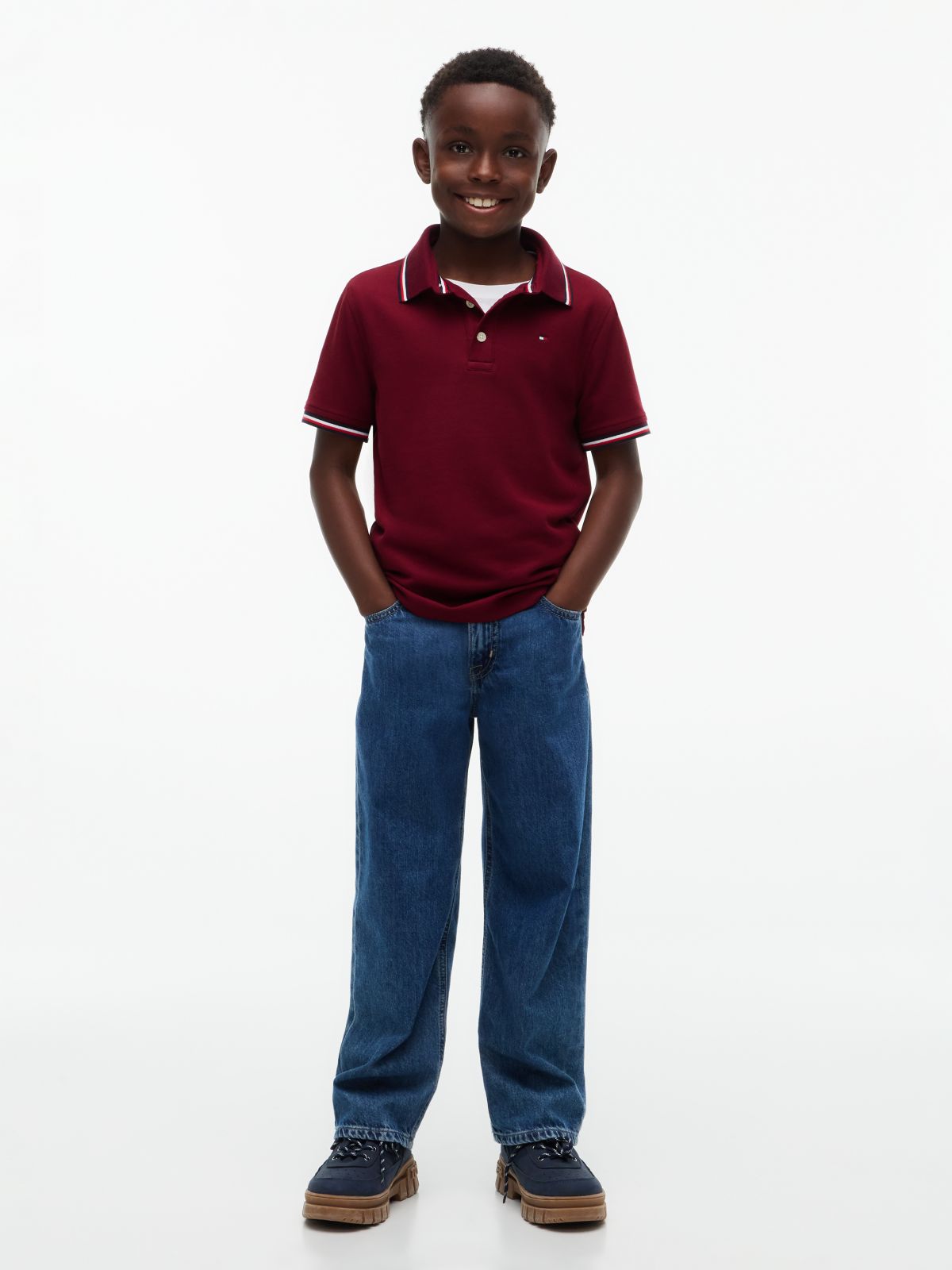 Kids' Tommy Wicking Polo — Burgundy