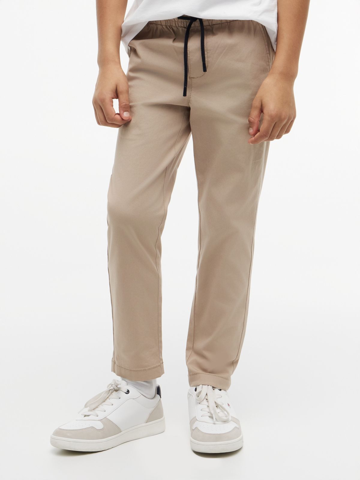 Kids' Paper-Touch Stretch Poplin Pant — Beige