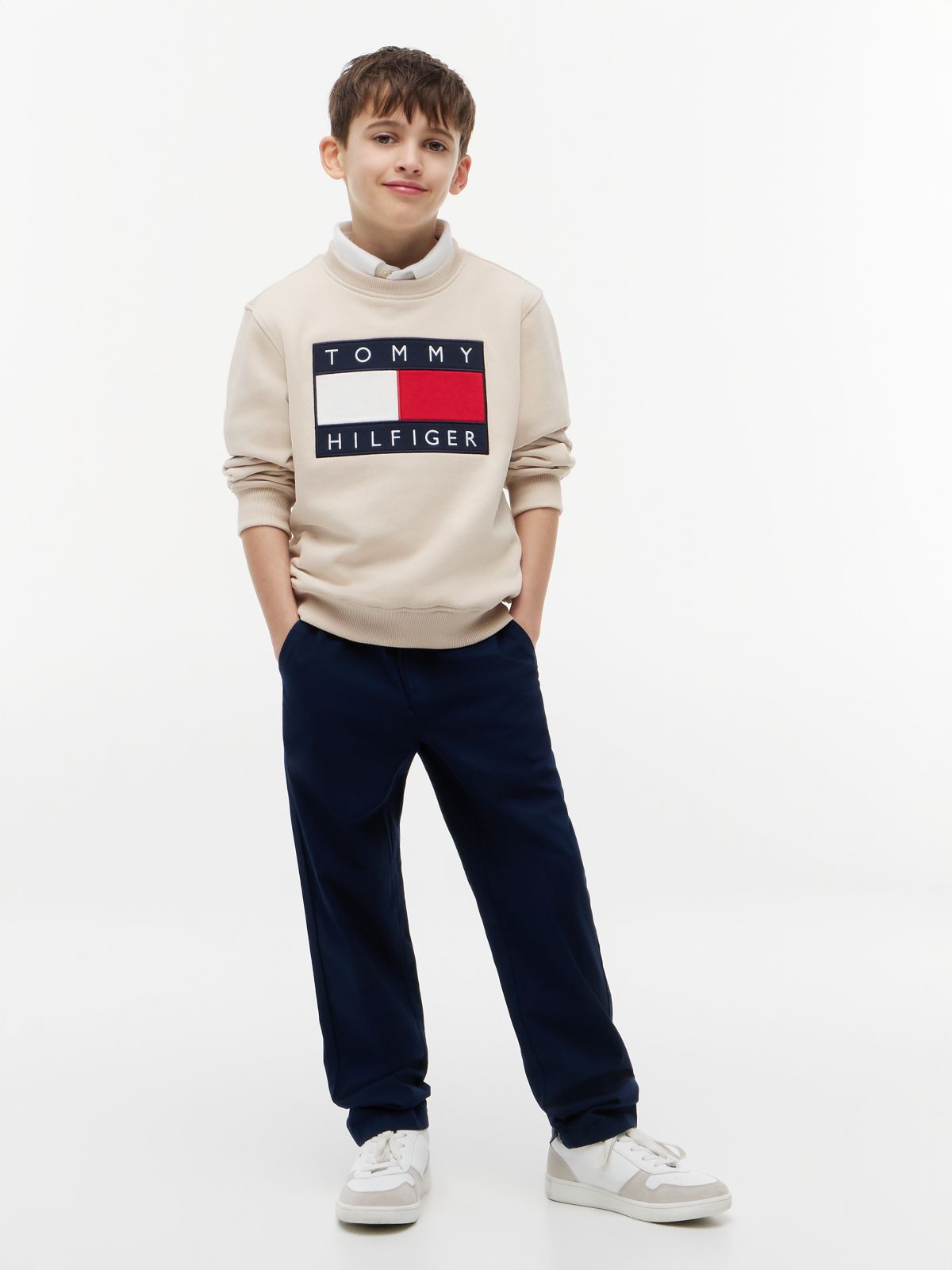 Kids' Paper-Touch Stretch Poplin Pant — Light Navy