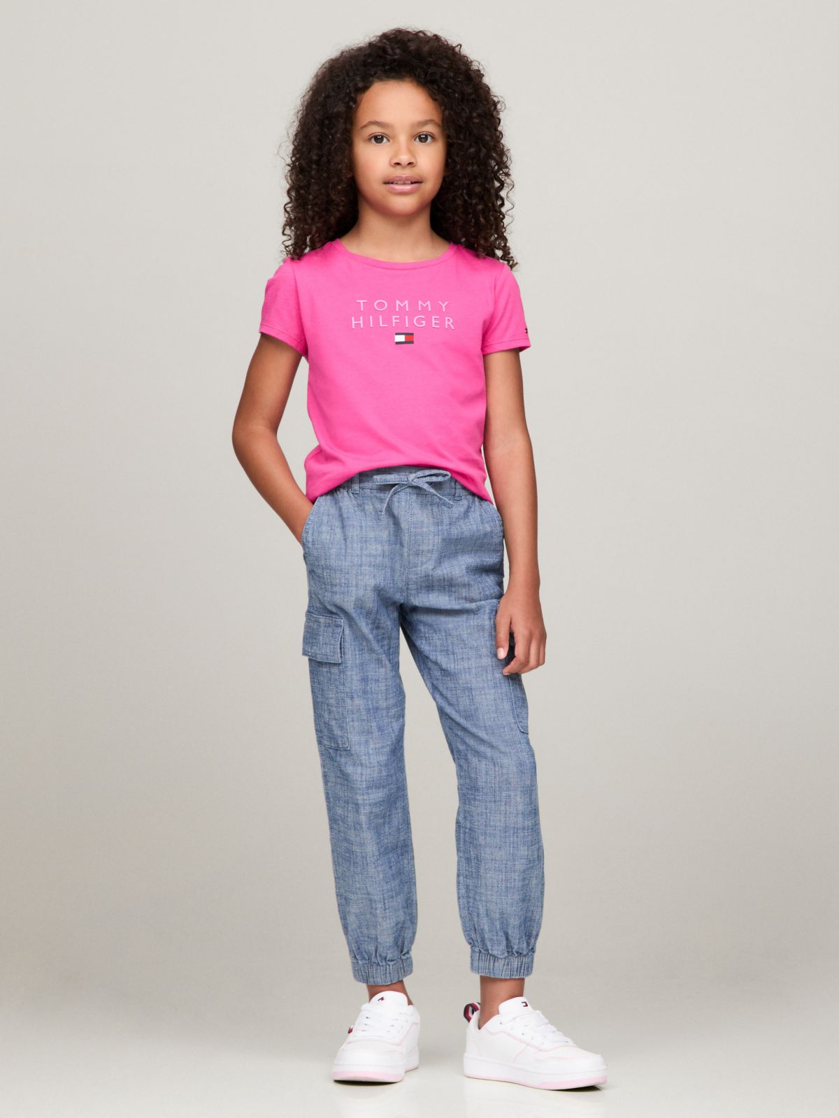 Kids' Stretch Chino Cargo Jogger — Dark Wash Chambray