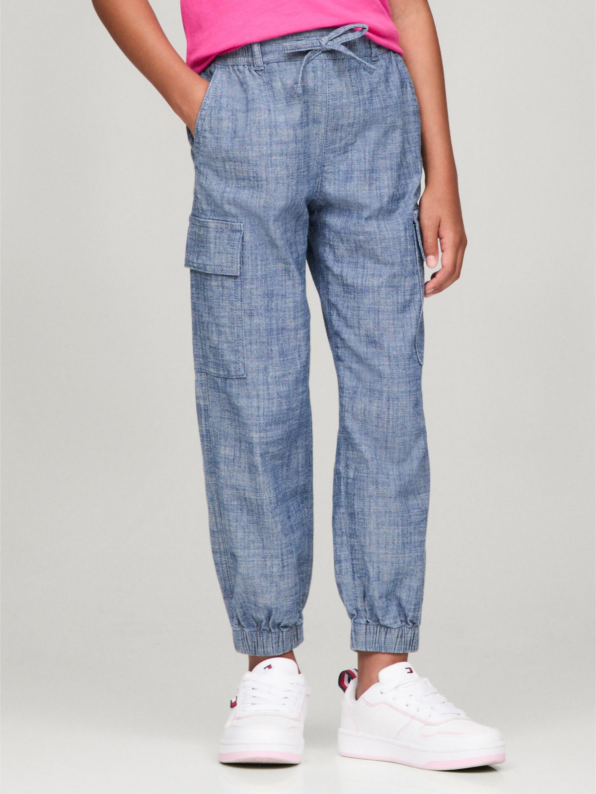 Kids' Stretch Chino Cargo Jogger — Dark Wash Chambray