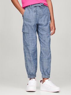 Kids' Stretch Chino Cargo Jogger — Dark Wash Chambray 1
