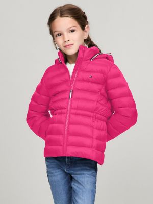 Kids' Hooded Lightweight Puffer Jacket, Pink Passion