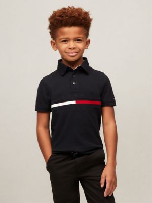 Kids' Flag Stripe Stretch-Cotton Polo, Navy