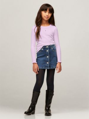 Kids' Long-Sleeve Ribbed Top, Little Plum