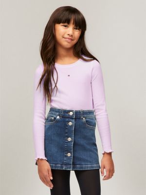 Kids' Long-Sleeve Ribbed Top, Little Plum
