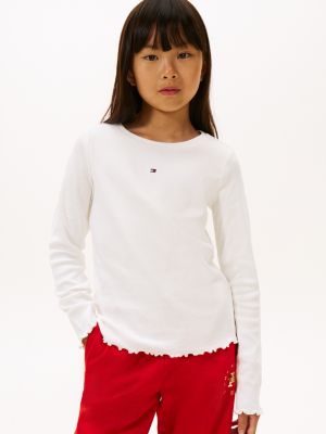 Kids' Long-Sleeve Ribbed Top, Milky Way