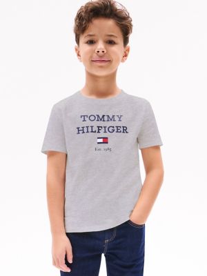 Kids' Hilfiger Logo T-Shirt, Light Grey Heather