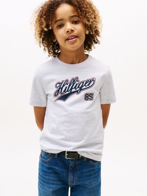 Kids' Script 85 Logo T-Shirt, Ice Grey Heather