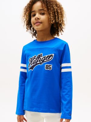 Kids' Long-Sleeve Script 85 Logo T-Shirt, Kettle Blue
