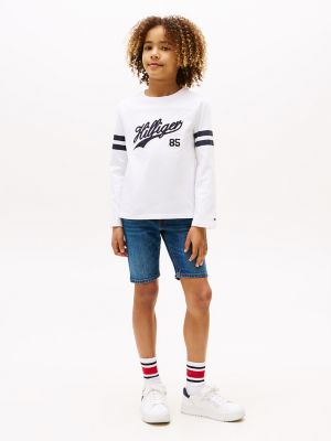 Kids' Long-Sleeve Script 85 Logo T-Shirt, Fresh White