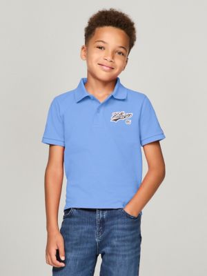 Kids' Short-Sleeve Script 85 Logo Polo, Copenhagen Blue