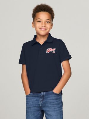 Kids' Short-Sleeve Script 85 Logo Polo, Navy