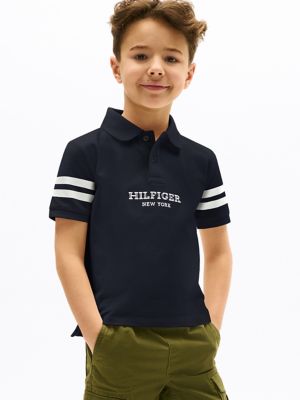 Kids' Short-Sleeve Monotype Logo Polo, Navy