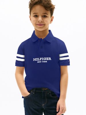 Kids' Short-Sleeve Monotype Logo Polo, Rich Oxford Navy