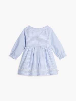 Babies' Ithaca Stripe Ruffle Dress, Copenhagen Blue