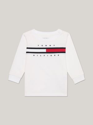 Babies' Long-Sleeve Flag Logo T-Shirt, Optic White