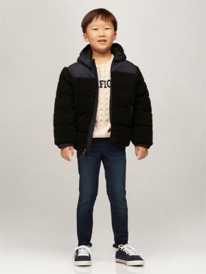 Kids Hooded Mixed Media Puffer Jacket Tommy Hilfiger