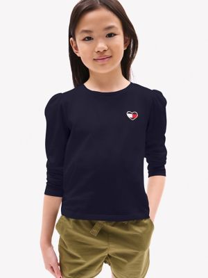 Kids' Puff-Shoulder T-Shirt, Navy