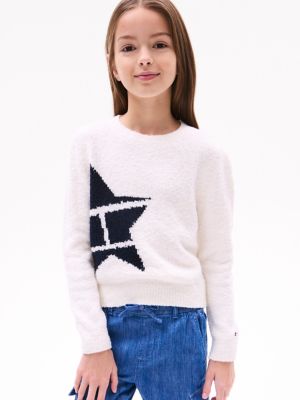 Kids' Star Logo Graphic Crewneck Sweater, Milky Way